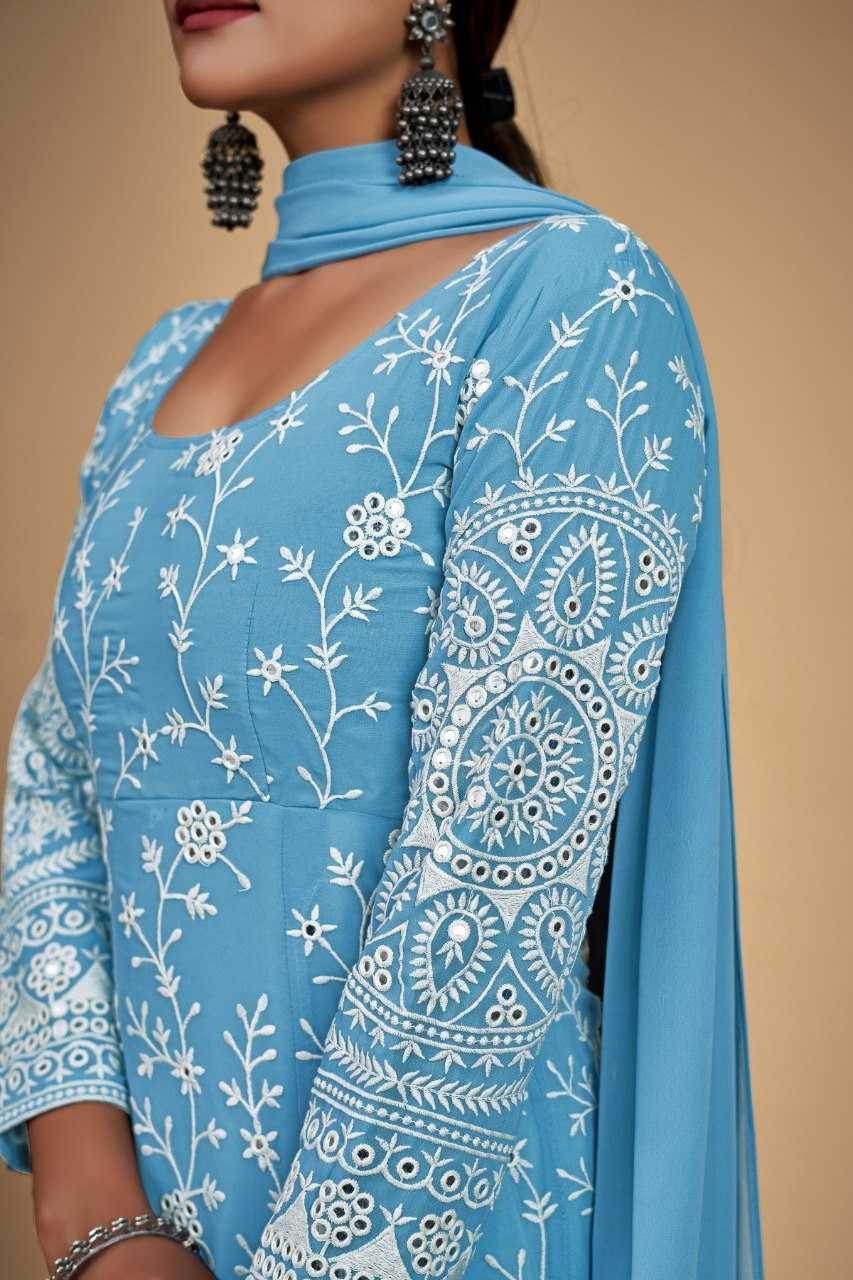 Georgette Embroidery Anarkali Long Gowns Sequin Gown - MYLUXURY LANE ENTERPRISE